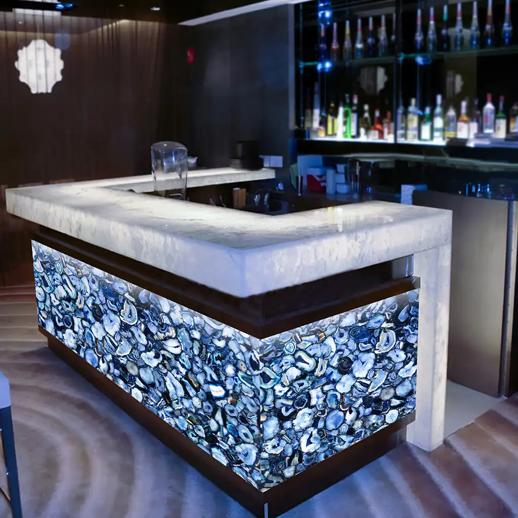 Luxury semi precious stone slab bar counter